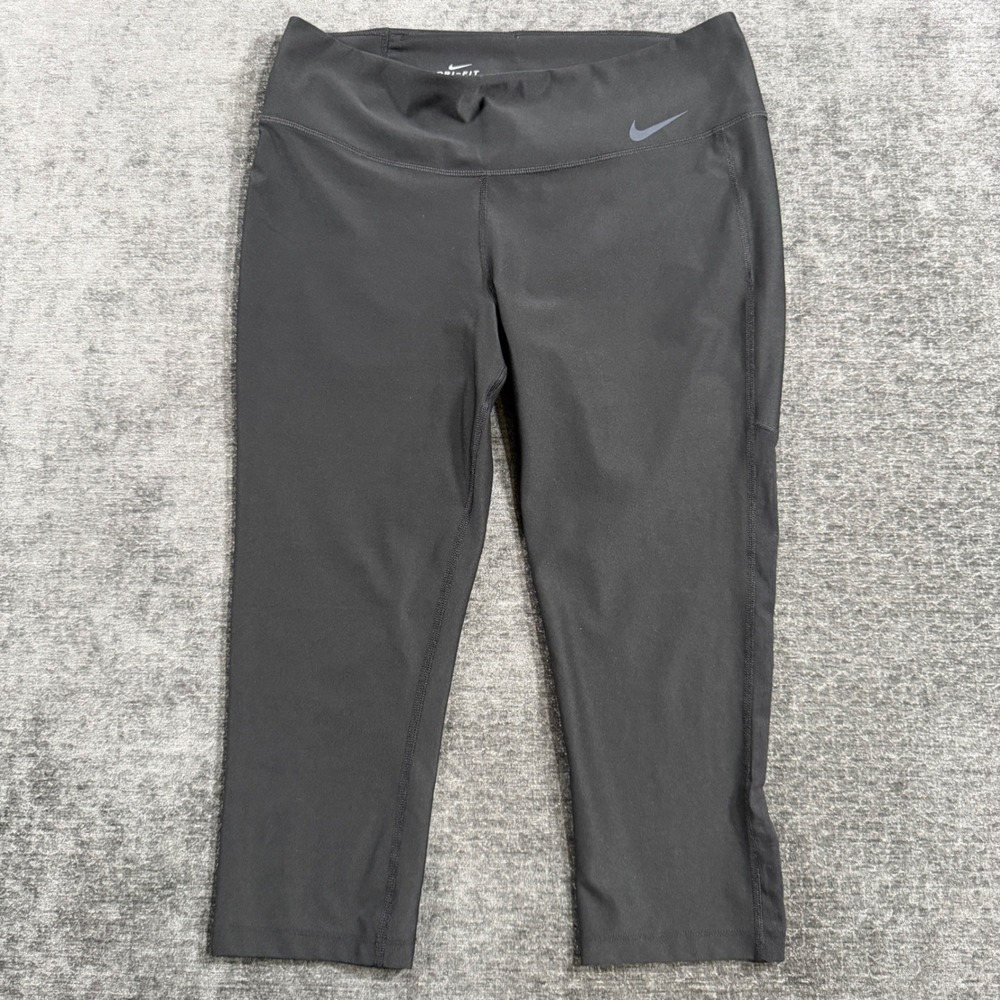 Nike Dri-FIT Womens Black Cropped Training Leggings Tights‎ 895223-010 Size L